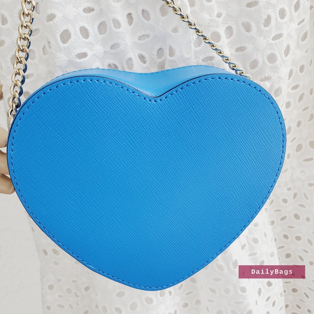 ๐ BEAUTIFUL MINI HEART KATE SPADE CROSSBODY NIGHT BLUE VALENTINE LOVE BAG - Picture 4 of 8